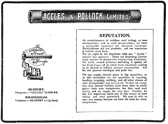 Accles & Pollock Weldless Steel Tubing For Aircraft              