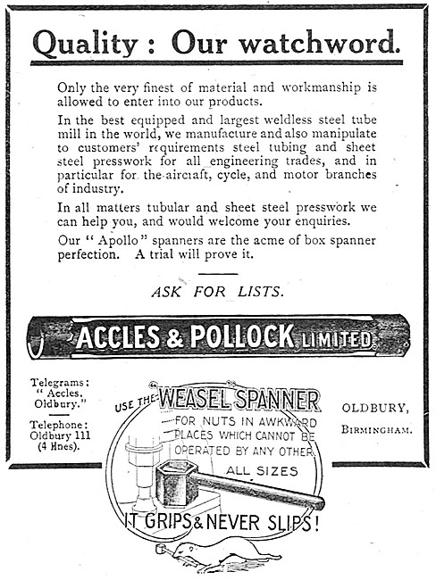 Accles & Pollock Tubes & Pressowrk                               
