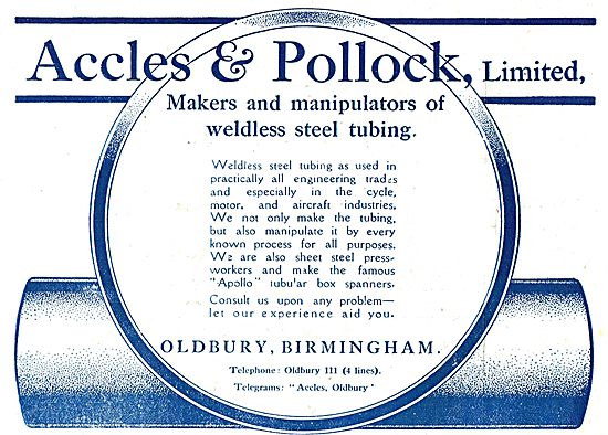 Accles & Pollock Weldless Steel Tubing For Aircraft Manufacturers