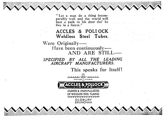 Accles & Pollock Weldless Steel Tubes For Aircraft               