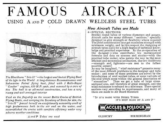 Accles & Pollock: Famous Aircraft Series  Blackburn Iris II      