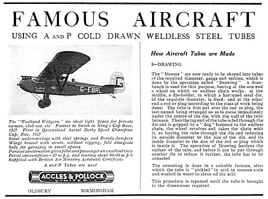 Accles & Pollock: Famous Aircraft Series  Westland Widgeon       