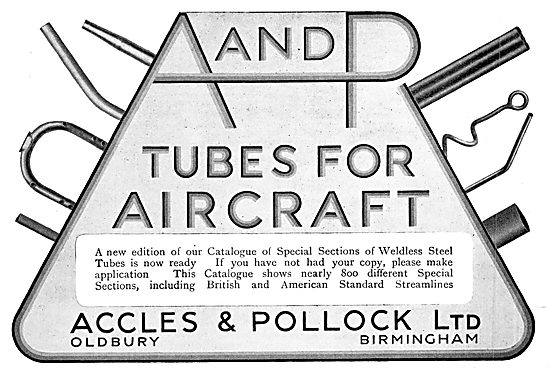 Accles & Pollock Tubes For Aircraft 1929                         