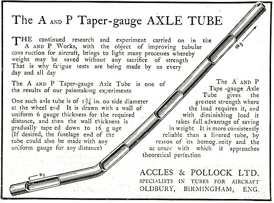 Accles & Pollock:  A and P Taper-Gauge AXLE Tube                 