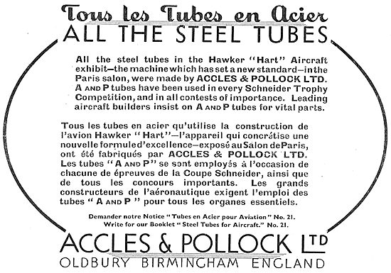 Accles & Pollock Steel Tubing For Aircraft                       
