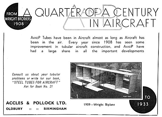 Accles & Pollock  Aircraft Tubing 1933                           