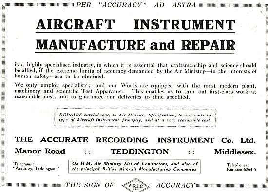 The Accurate Recording Co For  Instrument  Manufacture & Repairs 