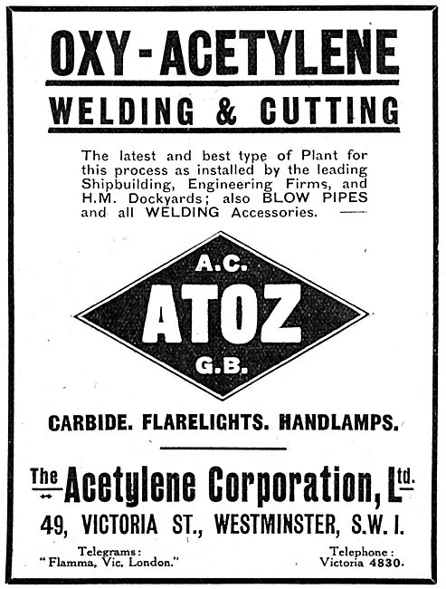 The Acetylene Corporation - Oxy-Acetylene- Carbide Flarelights   