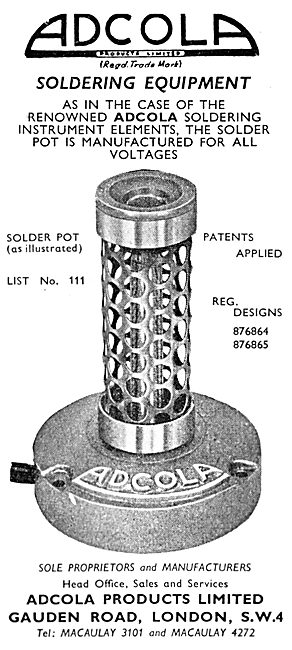 Adcola Soldering Equipment 1958                                  