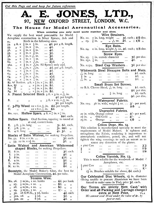 A.E.Jones - Model Aircraft Supplies & Accessories                