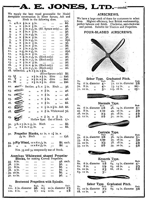 A E Jones Ltd. Aeronautical Engineers. Oxford St. Model Aircraft 