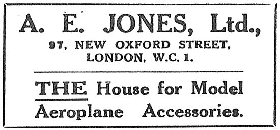 A E Jones Ltd. Aeronautical Engineers.Model Aircraft  Accessories