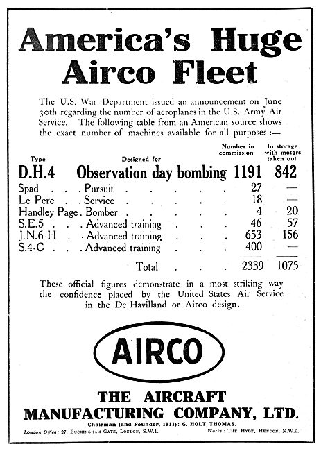 The Aircraft  Manufacturing Company - Airco                      