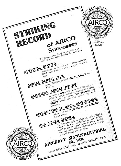 The Aircraft  Manufacturing Company - Airco                      