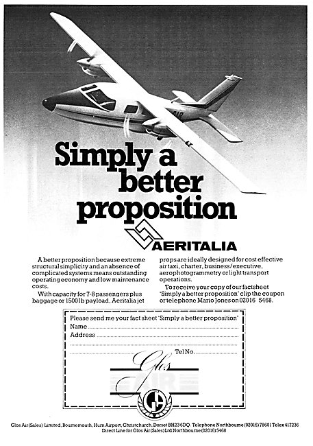Aeritalia Turboprop Aircraft 1981 Glos Air                       