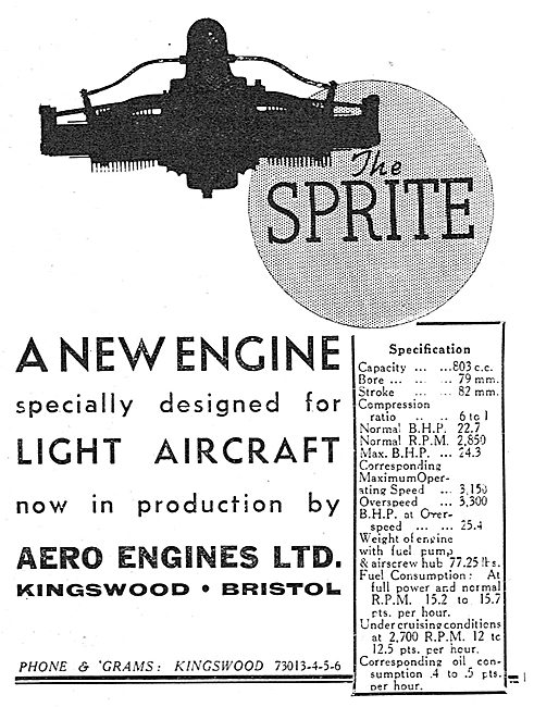 Aero Engines - Sprite Light Aircraft Engine.                     