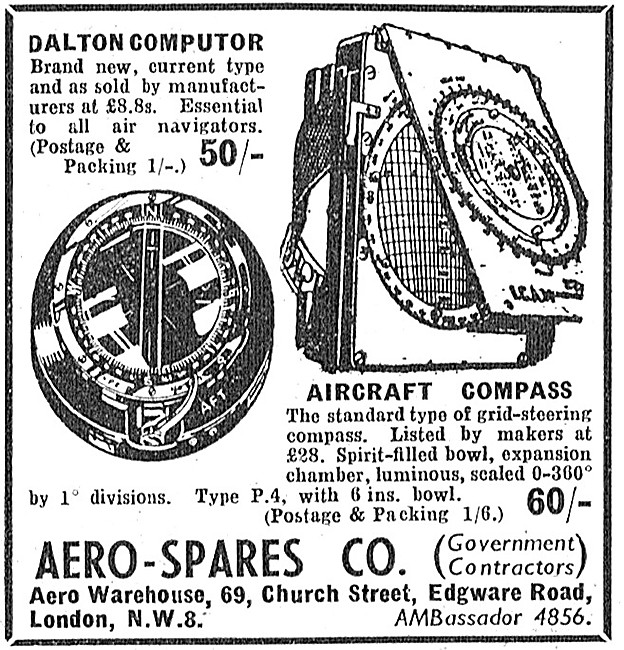 Aero-Spares Government Surplus Dalton Computer Aircraft Compass  