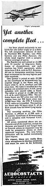 Aerocontacts Gatwick : Aircraft Sales, Spares & Services         