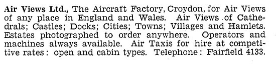 Air Views Ltd. Croydon - Aerial Photography & Surveys 1931       