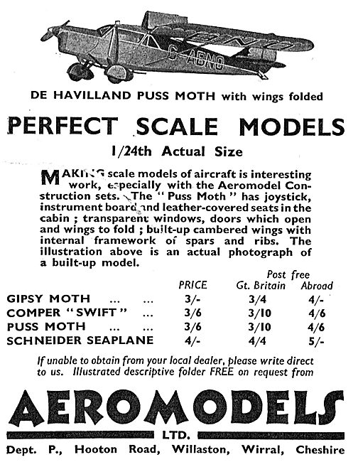 Aeromodels: 1/24 Scale De Havilland Puss Moth                    