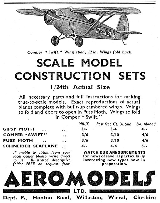 Aeromodels: 1/24th Scale Comper Swift                            