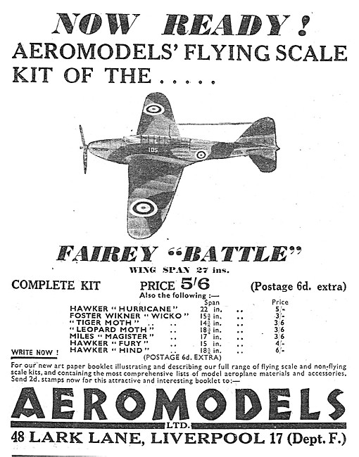 Aeromodels Fairey Battle  Model Aircraft                         