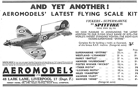 Aeromodels Vickers-Supremarine Spitfire  Model Aircraft          