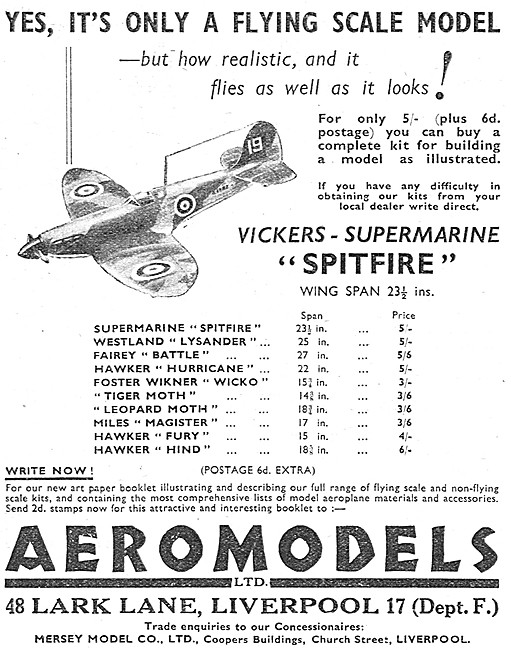 Aeromodels Spitfire  Model Aircraft                              