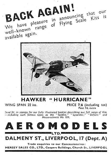 Aeromodels Hawker Hurricane Flying Scale Model 1941              
