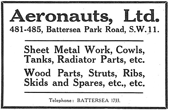 Aeronauts Sheet Metal Work. 485 Battersea Park Rd. London        