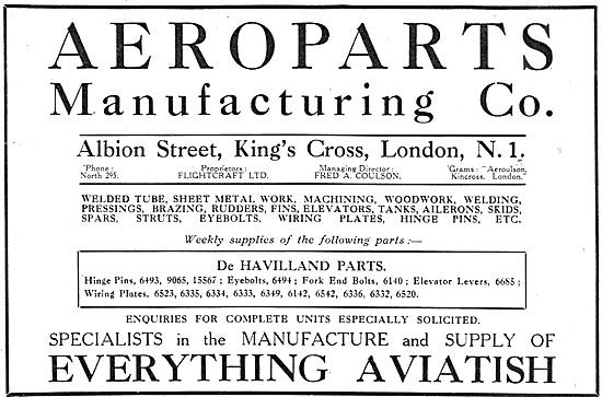 Aeroparts Manufacturing Company. Albion St, Kings Cross, London  