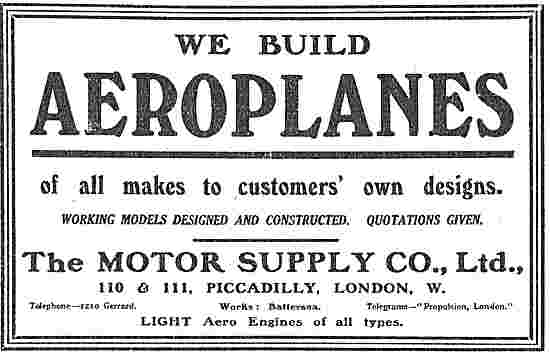 The Motor Supply Company - Build Aeroplanes To Your Own Designs  