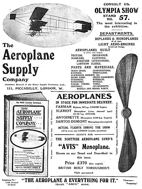 Consult The Aeroplane Supply Company At Olympia                  