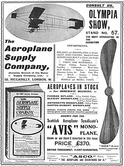 The Aeroplane Supply Company: Aeroplanes & Parts For All Types   