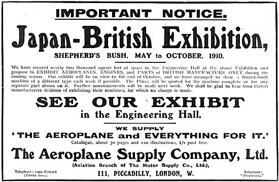 See The Aeroplane Supply Company Exhibits At Japan-British Exhib 