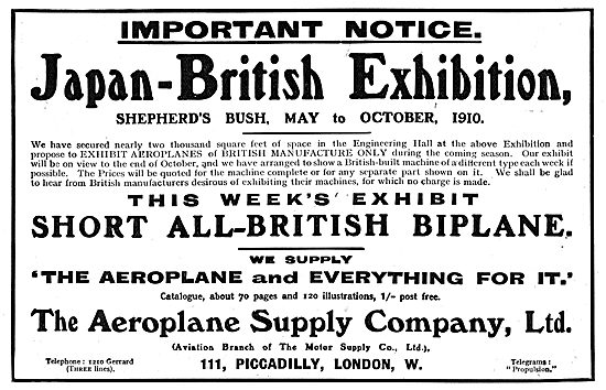 Visit The Aeroplane Supply Company Stand At The Japan-British Exh