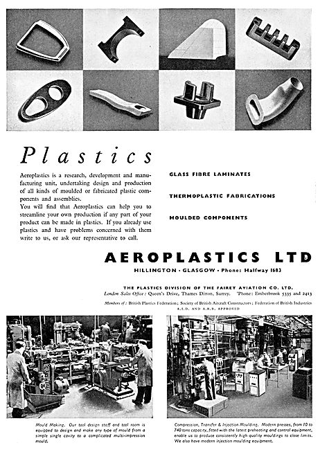 Aeroplastics. Hillington, Glasgow  - Moulded Components Aircraft 