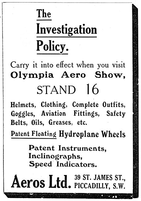 Aeros - Aeroplane & Aviators Supplies.                           