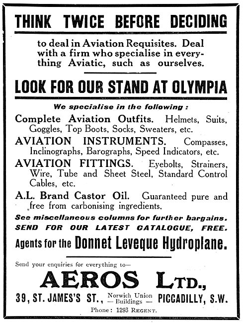 Aeros - Aeroplane & Aviators Supplies.                           