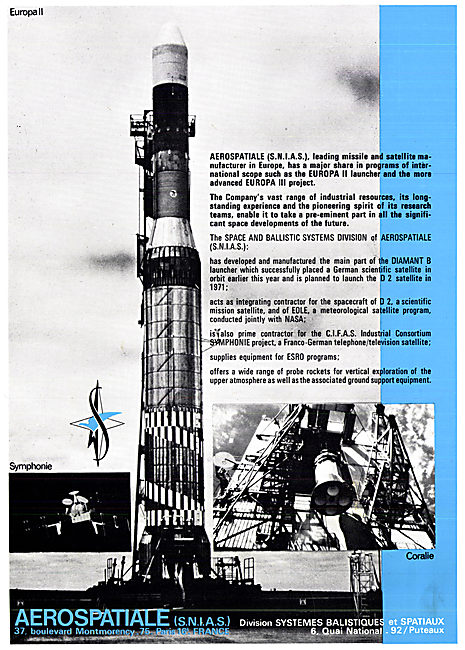 Aerospatiale Satellites & Space Projects 1970                    