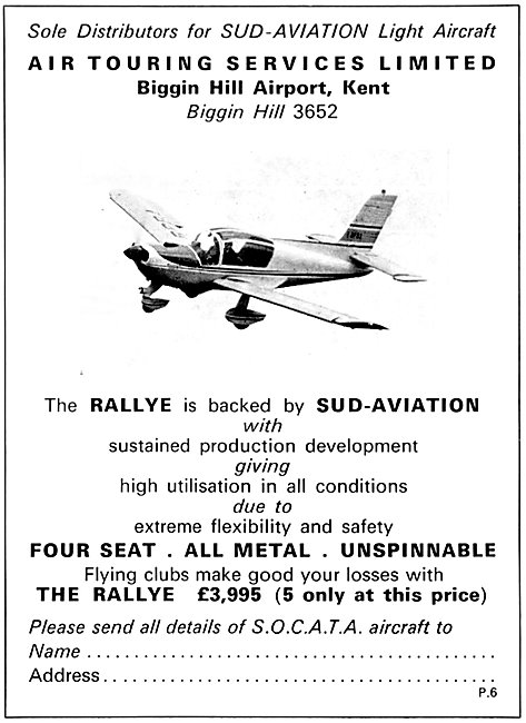 Aerospatiale SOCATA SUD Rallye - Air Touring Services            