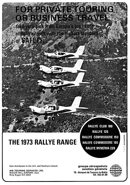 Aerospatiale Rallye Range Of Aircraft 1972                       