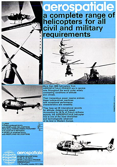 Aerospatiale Helicopters 1973                                    