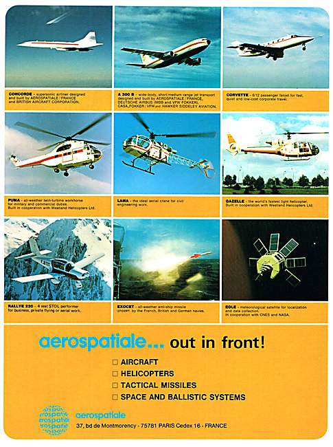 Aerospatiale Aircraft Range 1973                                 