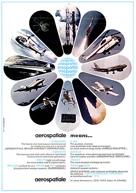 Aerospatiale Aerospace Projects 1974                             