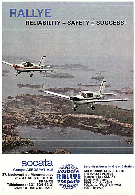 Aerospatiale Socata Rallye Aircraft 1976                         