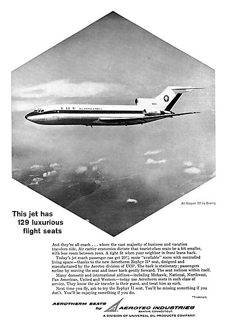 Aerotec Industries - Aerotherm Aircraft Seating 1965 Advert      