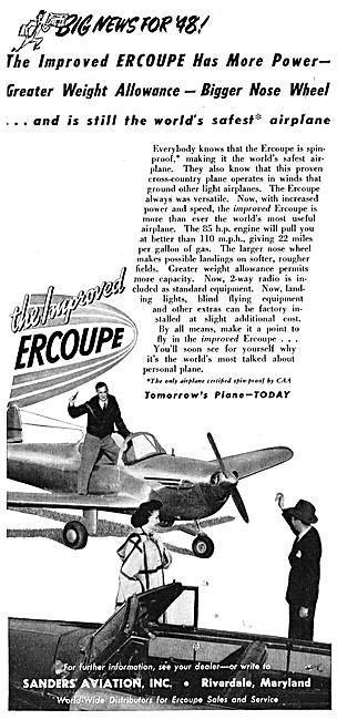 Ercoupe Aircraft 1948 - Sanders Aviation                         