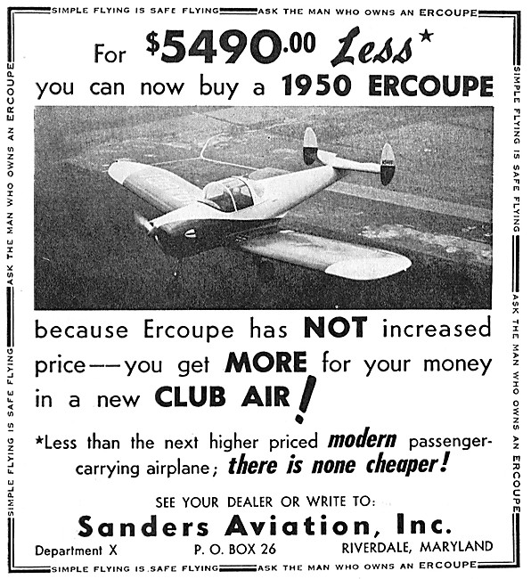 ERCO Ercoupe - Sanders Aviation, Riverdale, Maryland.            