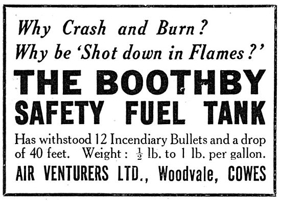 Air Venturers Ltd. Woodvale.Cowes. Boothby Safety Fuel Tank.     